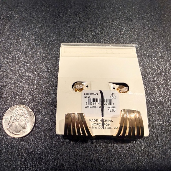 Open Edit Gold Sculptural Hoop Earrings Modern Statement Nickel Free - Picture 4 of 4